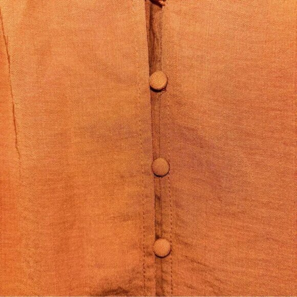 Nine West Blouse Women’s Medium Light Rust Button Up Soft Button Cuff V-neck - Picture 5 of 9